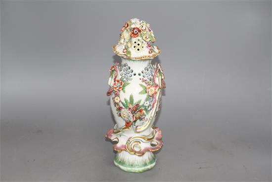A Chelsea gold anchor frill vase and cover, c.1765, 28cm